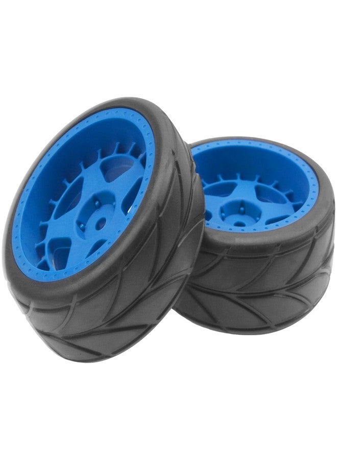 Share Goo مجموعة عجلات ShareGoo RC OD 2.55 بوصة نايلون سداسي 12 مم وإطارات مطاطية متوافقة مع سيارات Traxxas Tamiya Sakura HSP Redcat 1/10 RC On-Road Touring Drift Car (أزرق) - Image 2